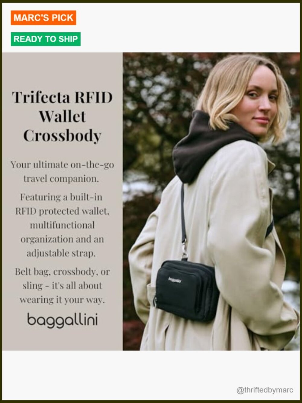 Convertible Crossbody Bag with RFID Wallet, Adjustable Strap, Water-Resistant - Picture 2 of 7